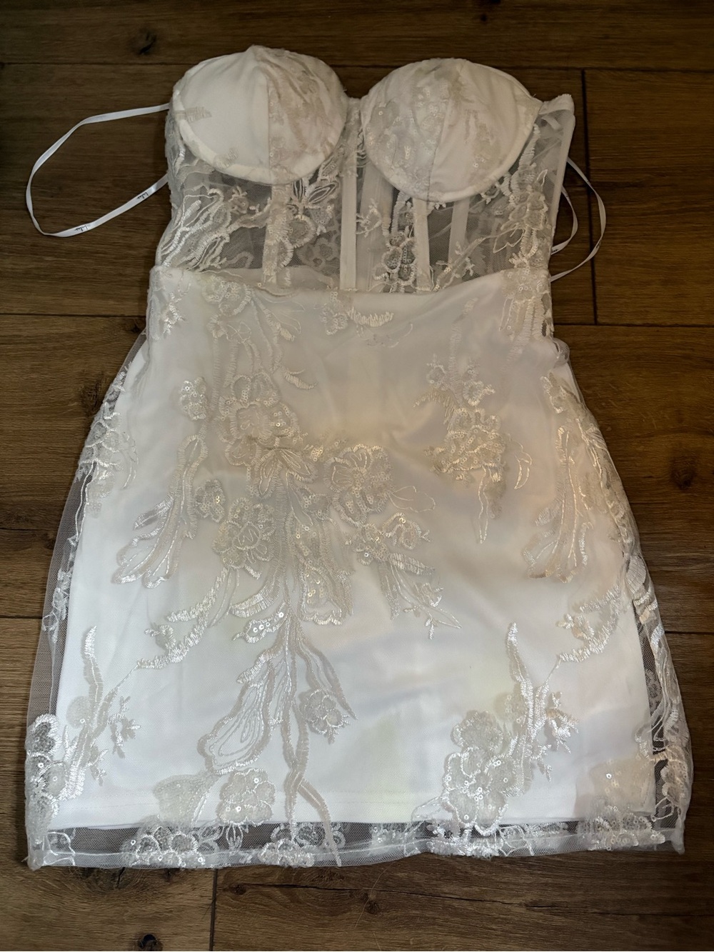 Lulus Unreal Date White Sequin Embroidered Strapless Mini Dress - Size XS